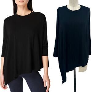 Sweaty Betty Mellow Asymmetric T-shirt Tee Split Hem Jersey Black‎ Size Large